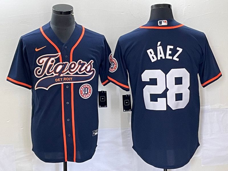Men Detroit Tigers #28 Baez Blue Joint Name 2025 Nike MLB Jersey style 3->detroit tigers->MLB Jersey